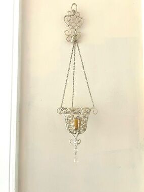 PartyLite Romantic Chic beaded crystal Hanging Candle lamp Holder tea light